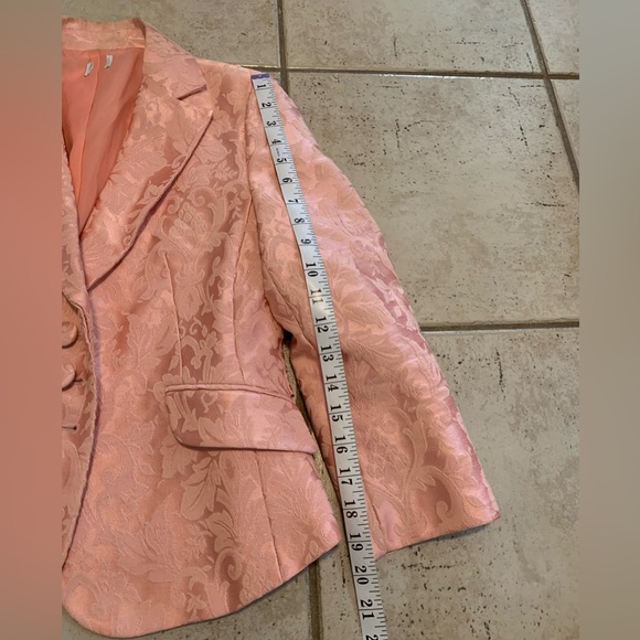 Vintage Pink Floral Damask Jacquard Blazer XS - Picture 10 of 13